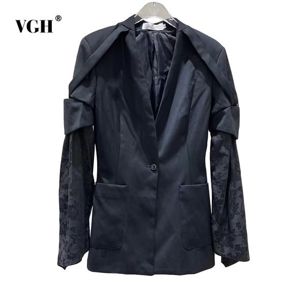 black elegant blazer for women notched long sleeve patchwork lace pockets loose casual blazers female fashion clothing 210507, White;black
black elegant blazer for women notched long sleeve patchwork lace pockets loose casual blazers female fashion clothing 210507, White;black