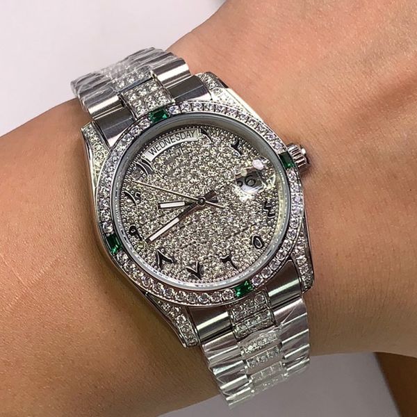 full diamond mens watch automatic mechanical watches ladies business wristwatches 40mm women wristwatch montre de luxe, Slivery;brown
full diamond mens watch automatic mechanical watches ladies business wristwatches 40mm women wristwatch montre de luxe, Slivery;brown