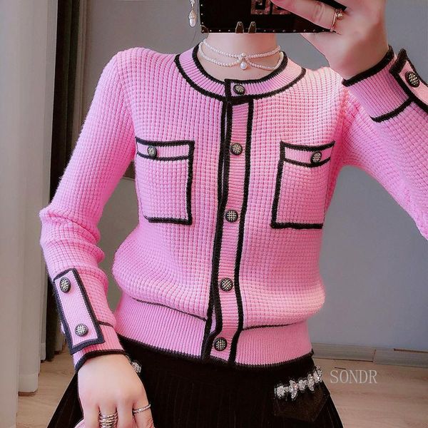 women's knits & tees runway pink cardigan women all-match crop autumn round neck single breasted knitted cropped sweater, White
women's knits & tees runway pink cardigan women all-match crop autumn round neck single breasted knitted cropped sweater, White