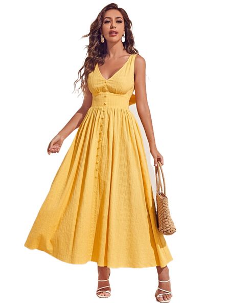 tie back button detail dress 56xq#, Black;gray
tie back button detail dress 56xq#, Black;gray