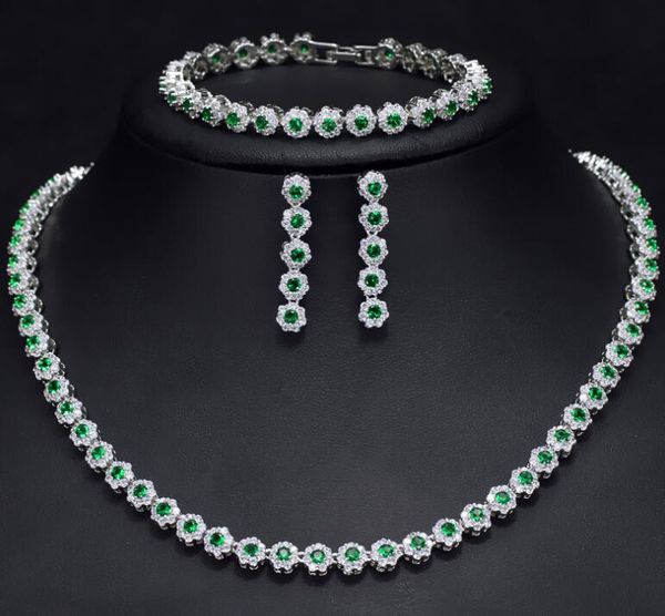 fashionable and generous bride earrings chains necklace bracelet three piece set zircon platinum necklace, Silver
fashionable and generous bride earrings chains necklace bracelet three piece set zircon platinum necklace, Silver