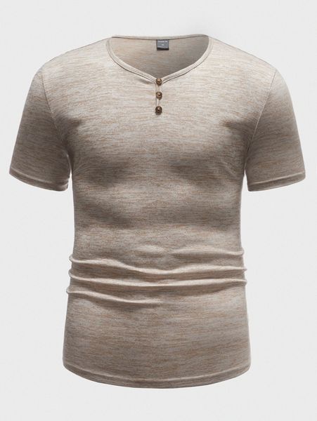 men button front marled tee l4fb#, White;black