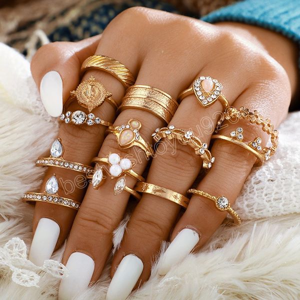 15pcs/set bohemian vintage opal luxury shiny imitation crystal midi ring chic set for women's party jewelry girls gifts, Silver
15pcs/set bohemian vintage opal luxury shiny imitation crystal midi ring chic set for women's party jewelry girls gifts, Silver