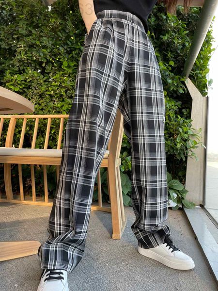 women's pants & capris designer female spring and autumn minority design plaid casual wide leg loose high street fashion hip hop women, Black;white
women's pants & capris designer female spring and autumn minority design plaid casual wide leg loose high street fashion hip hop women, Black;white