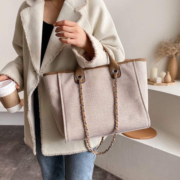 2022 summer women tote bag brand design canvas large capacity chains handle handbag female luxury casual beach shopper purses
2022 summer women tote bag brand design canvas large capacity chains handle handbag female luxury casual beach shopper purses