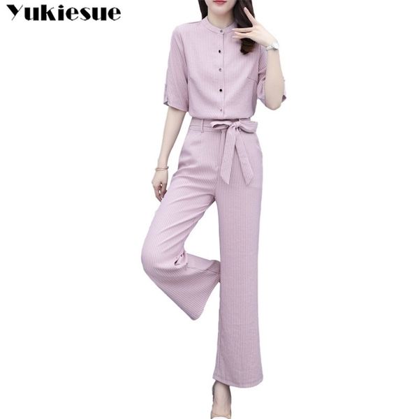 summer striped blouses wide leg pants 2 two piece skirt set women clothes ensemble femme sets womens club outfits for women sets 210412, Black;gray
summer striped blouses wide leg pants 2 two piece skirt set women clothes ensemble femme sets womens club outfits for women sets 210412, Black;gray