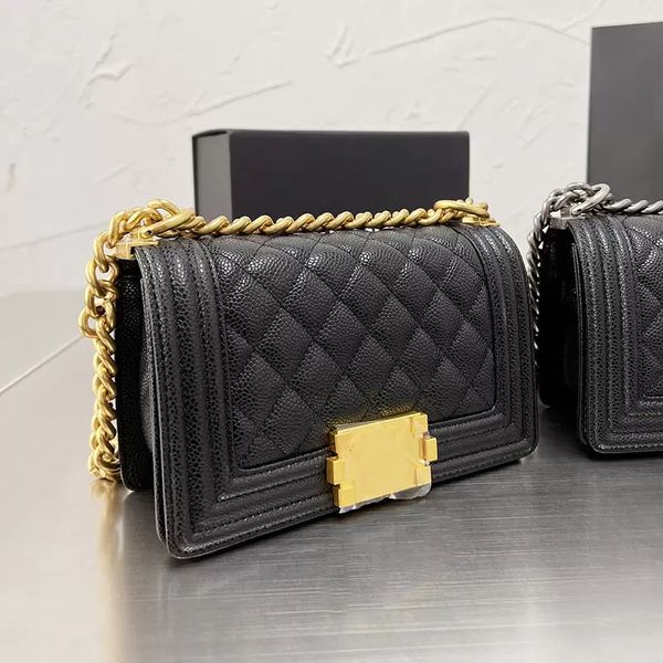 22ss classic black boy caviar leather mini flap bags quilted calfskin gold aged silver metal hardware chain strap crossbody shoulder designe
22ss classic black boy caviar leather mini flap bags quilted calfskin gold aged silver metal hardware chain strap crossbody shoulder designe