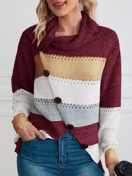 emery rose color block cowl neck pointelle knit sweater b9cz#, White;black 
emery rose color block cowl neck pointelle knit sweater b9cz#, White;black