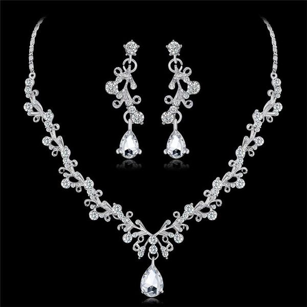 earrings & necklace luxury fashion elegant rhinestone flower bride jewelry set silver color teardrop sets for women wedding gift
earrings & necklace luxury fashion elegant rhinestone flower bride jewelry set silver color teardrop sets for women wedding gift