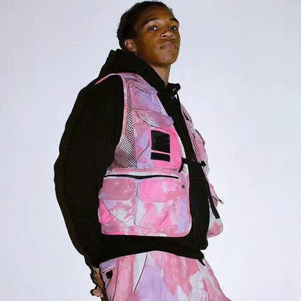 men's jacket pink vest multi pocket fishing vest high street coat men and women's clothing, Black;white
men's jacket pink vest multi pocket fishing vest high street coat men and women's clothing, Black;white