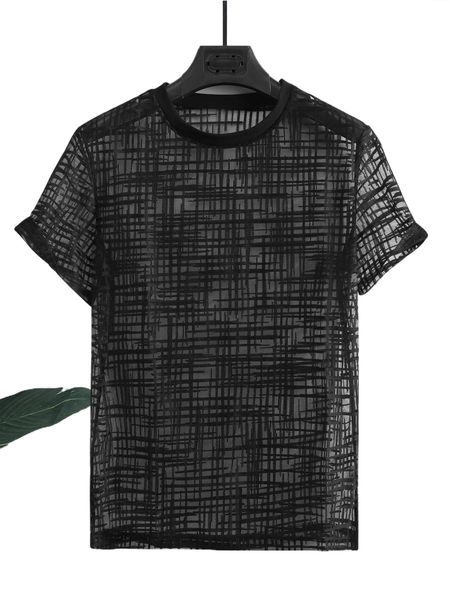 men plaid mesh tee a0wk#, White;black