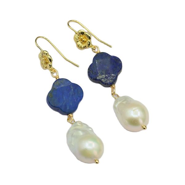 natural blue lapis lazuli white baroque pearl dangle flower hook earrings for lady fashion gifts, Silver
natural blue lapis lazuli white baroque pearl dangle flower hook earrings for lady fashion gifts, Silver