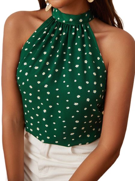 floral print tie back halterneck blouse 58x2#, White
floral print tie back halterneck blouse 58x2#, White