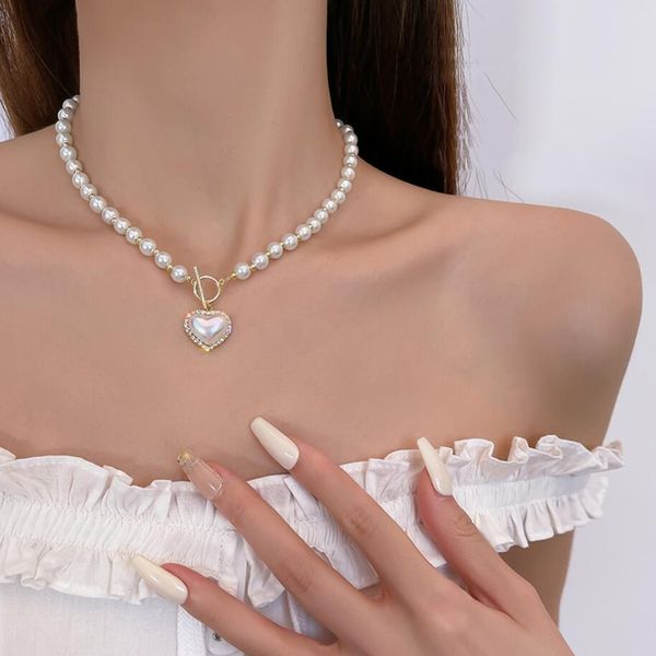 korean elegant simple pearl chain choker necklace for women wedding love heart pendant necklace fashion jewelry, Silver
korean elegant simple pearl chain choker necklace for women wedding love heart pendant necklace fashion jewelry, Silver
