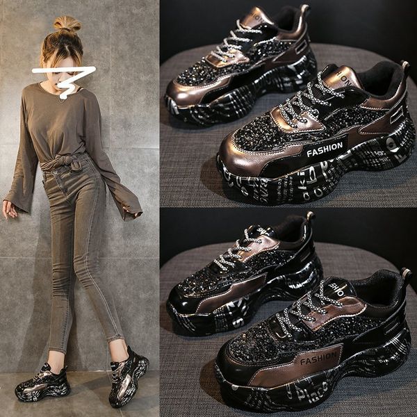 2022 black leather punk sports women sneakers platform shoes chunky heel casual shoes breathable comfortable, Black;yellow
2022 black leather punk sports women sneakers platform shoes chunky heel casual shoes breathable comfortable, Black;yellow