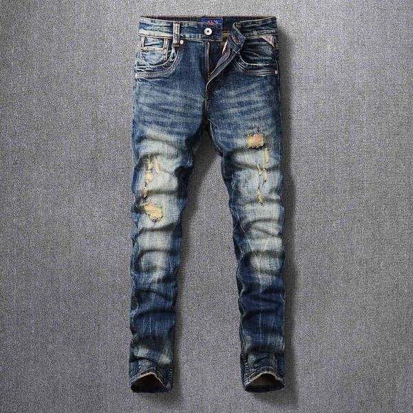 street fashion hole jeans worn blue and black embroidery micro elastic slim fit denim pants men's
street fashion hole jeans worn blue and black embroidery micro elastic slim fit denim pants men's