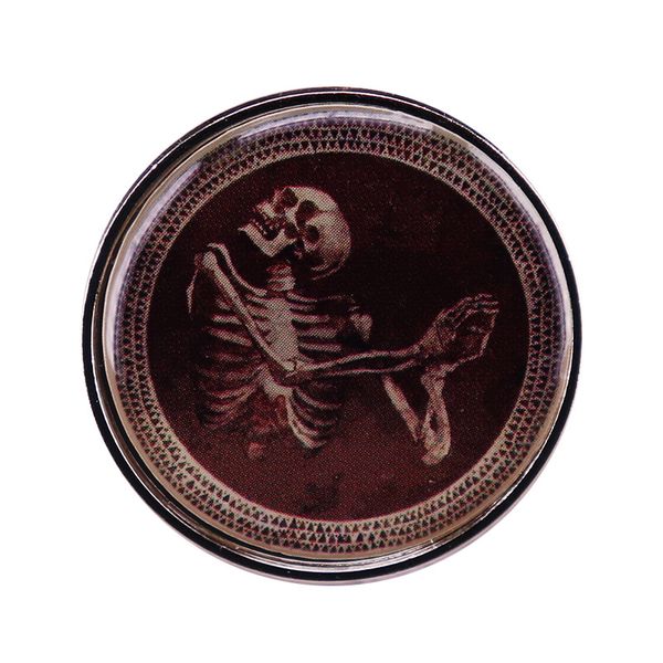 dancing skull skeleton mosaic pin hannibal full ringed brooch badge, Blue