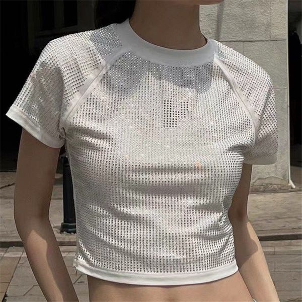 full rhinestones t shirts tees for women designer brand short sleeve lady summer tshirt party, White
full rhinestones t shirts tees for women designer brand short sleeve lady summer tshirt party, White