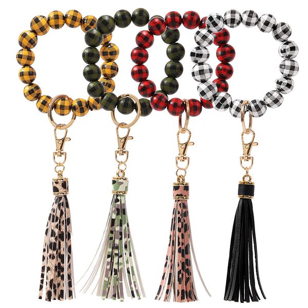buffalo plaid wood bead bracelet jewelry black white check leopard tassel keychains bangle anti loss fringe bracelets wrist key ring pendant, Red;brown
buffalo plaid wood bead bracelet jewelry black white check leopard tassel keychains bangle anti loss fringe bracelets wrist key ring pendant, Red;brown