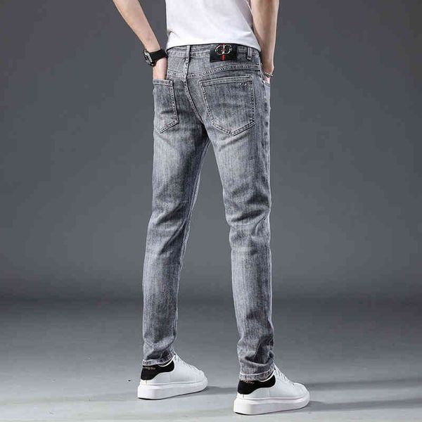 men's jeans spring jeans men's cotton korean version small foot slim fit brand black and white gray double g ef7f, Blue
men's jeans spring jeans men's cotton korean version small foot slim fit brand black and white gray double g ef7f, Blue