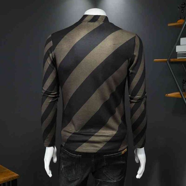 men's luxury fashion brands menswear and personalized diagonal stripe half high bottomed shirt t-shirt thickened medium long sleeve sma, Black
men's luxury fashion brands menswear and personalized diagonal stripe half high bottomed shirt t-shirt thickened medium long sleeve sma, Black