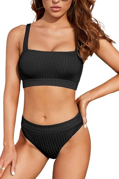 sports swimsuit two piece ribbed crop high waisted bikini retro high cut bathing suits q5tl#, White;black
sports swimsuit two piece ribbed crop high waisted bikini retro high cut bathing suits q5tl#, White;black