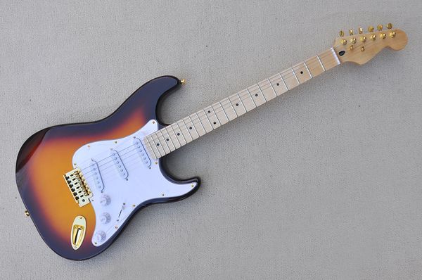 factory custom tobacco sunburst electric guitar with maple fretboard,white pickguard,gold hardware,sss pickups,can be customized
factory custom tobacco sunburst electric guitar with maple fretboard,white pickguard,gold hardware,sss pickups,can be customized