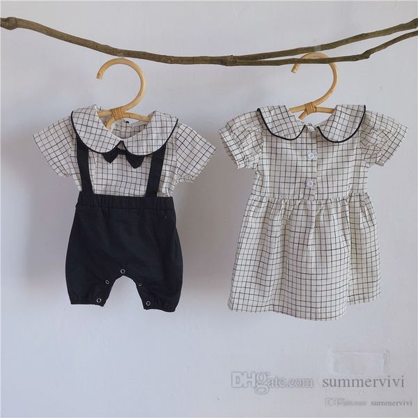 baby girls plaid lapel short sleeve dress toddler boys bows tie fake two piece jumpsuits summer infant kids gentleman clothing q6797, Red;yellow
baby girls plaid lapel short sleeve dress toddler boys bows tie fake two piece jumpsuits summer infant kids gentleman clothing q6797, Red;yellow
