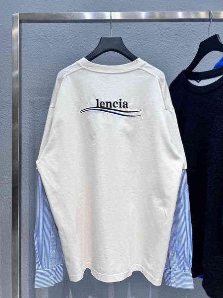 tee t-shirts new front and back wave embroidered version couple two piece splicing long sleeve t-shirt, White
tee t-shirts new front and back wave embroidered version couple two piece splicing long sleeve t-shirt, White
