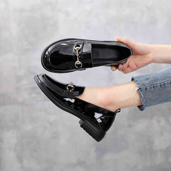 dress shoes spring and autumn flat sole british style small leather shoes women's patent low heel large round head buckle soft ju7y, Black
dress shoes spring and autumn flat sole british style small leather shoes women's patent low heel large round head buckle soft ju7y, Black