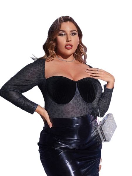 plus bustier leopard mesh bodysuit without panty 41bf#, Black
plus bustier leopard mesh bodysuit without panty 41bf#, Black