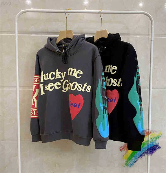men's and women's hoodi foam printed sweaters cudi lucky me i see ghost novelty, Black
men's and women's hoodi foam printed sweaters cudi lucky me i see ghost novelty, Black