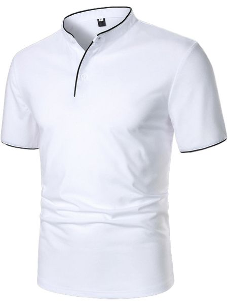 men contrast piping polo shirt g7n1#, White;black 
men contrast piping polo shirt g7n1#, White;black