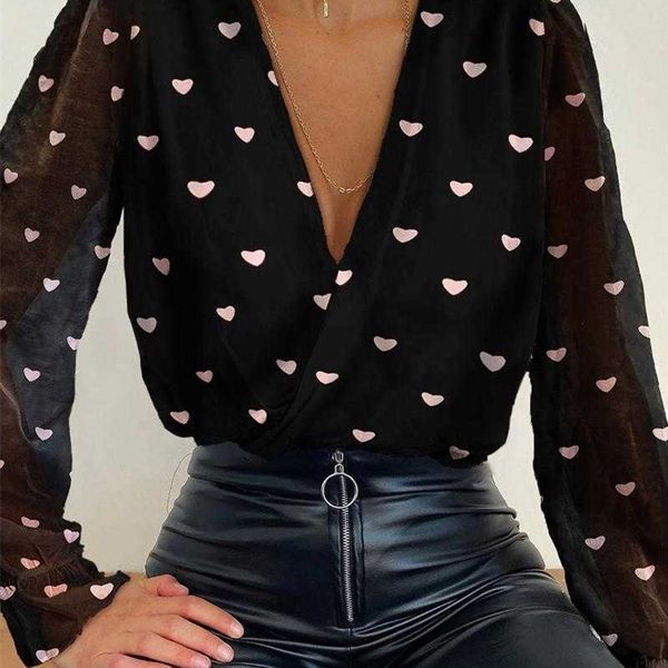 women elegant fashion summer casual heart print plunge sheer mesh blouse long sleeve blouse v-neck casual blouse 210716, White
women elegant fashion summer casual heart print plunge sheer mesh blouse long sleeve blouse v-neck casual blouse 210716, White