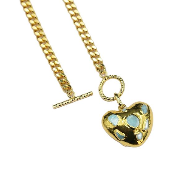 gold plated chain chokers necklace blue larimar heart pendant designer gems jewelry religious style for lady girls, Silver
gold plated chain chokers necklace blue larimar heart pendant designer gems jewelry religious style for lady girls, Silver