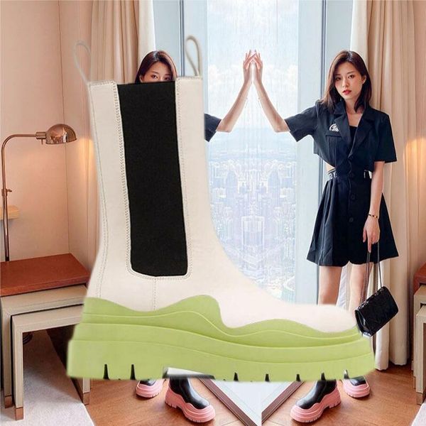 two tone tire chelsea boots women platform chunky boot lady luxe design men calf desiger mid tube calfskin slip-on style round toe boots whi, Black
two tone tire chelsea boots women platform chunky boot lady luxe design men calf desiger mid tube calfskin slip-on style round toe boots whi, Black