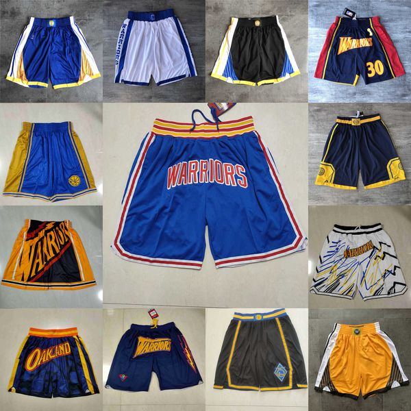 golden state''warriors''men throwback basketball shorts pocket, Black