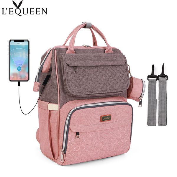 lequeen designer usb baby diaper bag large capacity mom diaper backpack multi-function travel stroller bag 1 pair of hooks
lequeen designer usb baby diaper bag large capacity mom diaper backpack multi-function travel stroller bag 1 pair of hooks