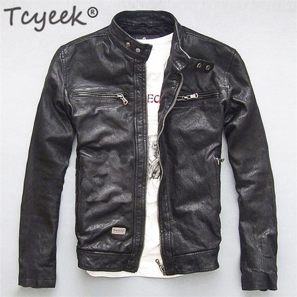 men leather jacket 100% genuine real sheep goat skin brand black male bomber motorcycle biker man's coat autumn spring clothes 220406, Black;brown
men leather jacket 100% genuine real sheep goat skin brand black male bomber motorcycle biker man's coat autumn spring clothes 220406, Black;brown