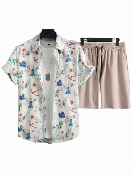 men floral & figure graphic shirt & drawstring waist shorts without tee u0yb#, Gray
men floral & figure graphic shirt & drawstring waist shorts without tee u0yb#, Gray