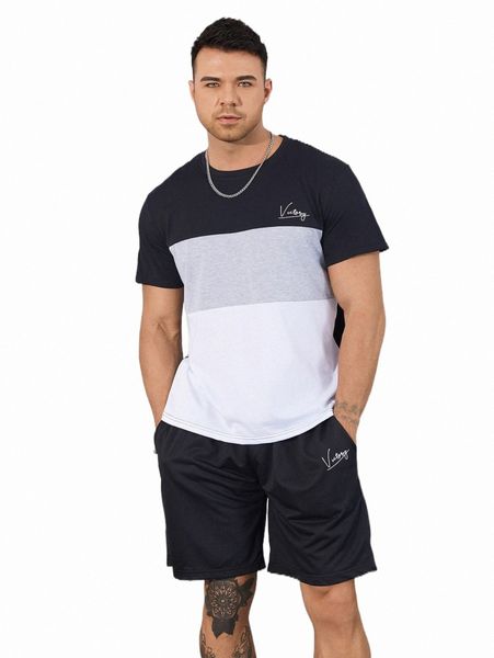 extended sizes men color-block letter graphic tee & drawstring track shorts v4rz#, Gray
extended sizes men color-block letter graphic tee & drawstring track shorts v4rz#, Gray