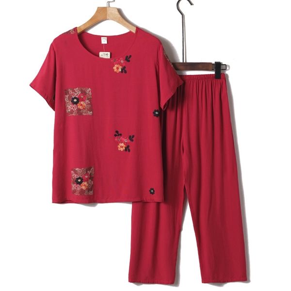 summer soft mom nightwear cotton set woman two pieces female short sleeve casual pajama home plus large size flower blue pink 220421, Black;red
summer soft mom nightwear cotton set woman two pieces female short sleeve casual pajama home plus large size flower blue pink 220421, Black;red