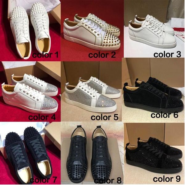 2022 red bottom sneakers casual shoes low cut spikes rivets blue black suede silver diamond men women sneaker lace up with box dust bag
2022 red bottom sneakers casual shoes low cut spikes rivets blue black suede silver diamond men women sneaker lace up with box dust bag