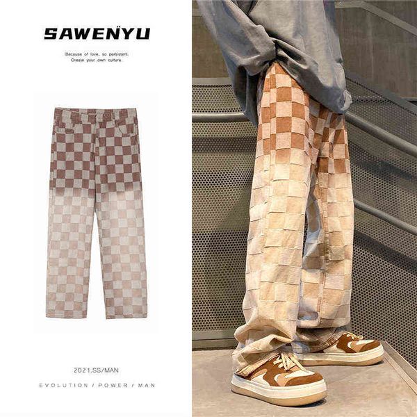 blue/khaki plaid jeans men fashion retro gradient baggy straight jeans men streetwear loose hip hop denim pants mens trousers t220726
blue/khaki plaid jeans men fashion retro gradient baggy straight jeans men streetwear loose hip hop denim pants mens trousers t220726