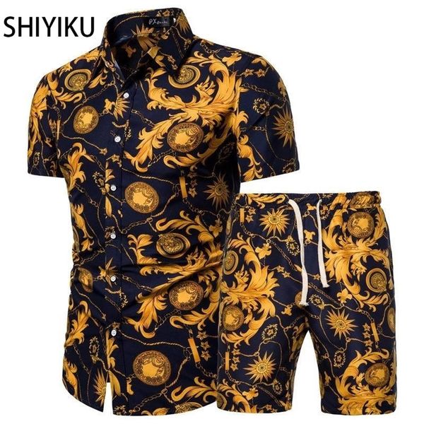 shiyiku summer brand men s clothing short sleeved printed shirts shorts 2 piece fashion male casual beach wear clothes 220621, Gray
shiyiku summer brand men s clothing short sleeved printed shirts shorts 2 piece fashion male casual beach wear clothes 220621, Gray