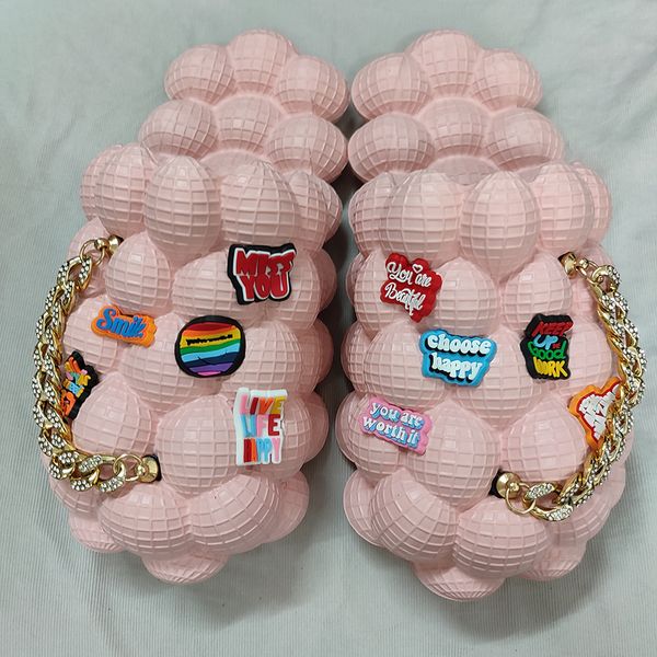 bubble slides with charms for women fashion chain inspirational quotes bubble sandals 2022 summer house slippers platform shoes, Black
bubble slides with charms for women fashion chain inspirational quotes bubble sandals 2022 summer house slippers platform shoes, Black