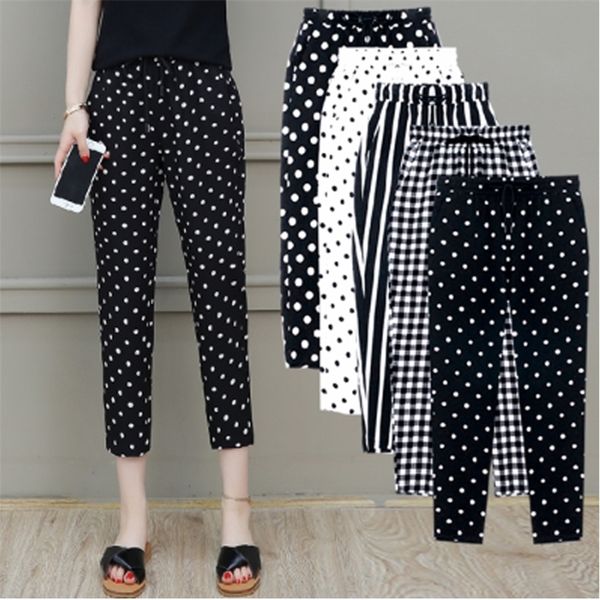 summer new women trousers plus size 5xl female capris plaid calflength pants casual dot pants drawstring striped pant 201113, Black;white
summer new women trousers plus size 5xl female capris plaid calflength pants casual dot pants drawstring striped pant 201113, Black;white