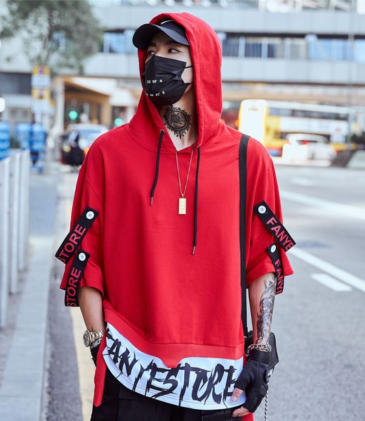 men shirts t bold short sleeve hoodie kanji japanese streetwear sleeves pullover black red hip hop sleeves with streamers and hoodies, White;black
men shirts t bold short sleeve hoodie kanji japanese streetwear sleeves pullover black red hip hop sleeves with streamers and hoodies, White;black