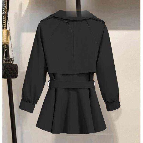 women's trench coats casual thin coat 2021 autumn large wear age reduction waist short windbreaker t220809, Tan;black
women's trench coats casual thin coat 2021 autumn large wear age reduction waist short windbreaker t220809, Tan;black