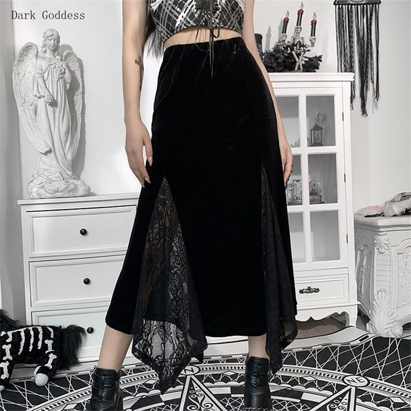 goth vintage black long skirt aesthetic elegant lace patchwork velvet skirt gothic hight wait slit party skirt 220408
goth vintage black long skirt aesthetic elegant lace patchwork velvet skirt gothic hight wait slit party skirt 220408